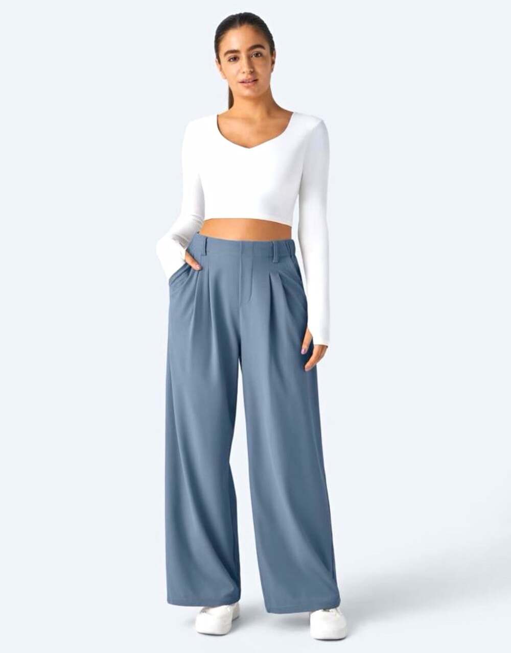 Halara Flex High Waisted Pocket Wide Leg Waffle Work Pant, Mountain Spring XL